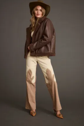 Trendy Look Bamboo Fiber Fabric Great Falls Brown Sherpa Coat