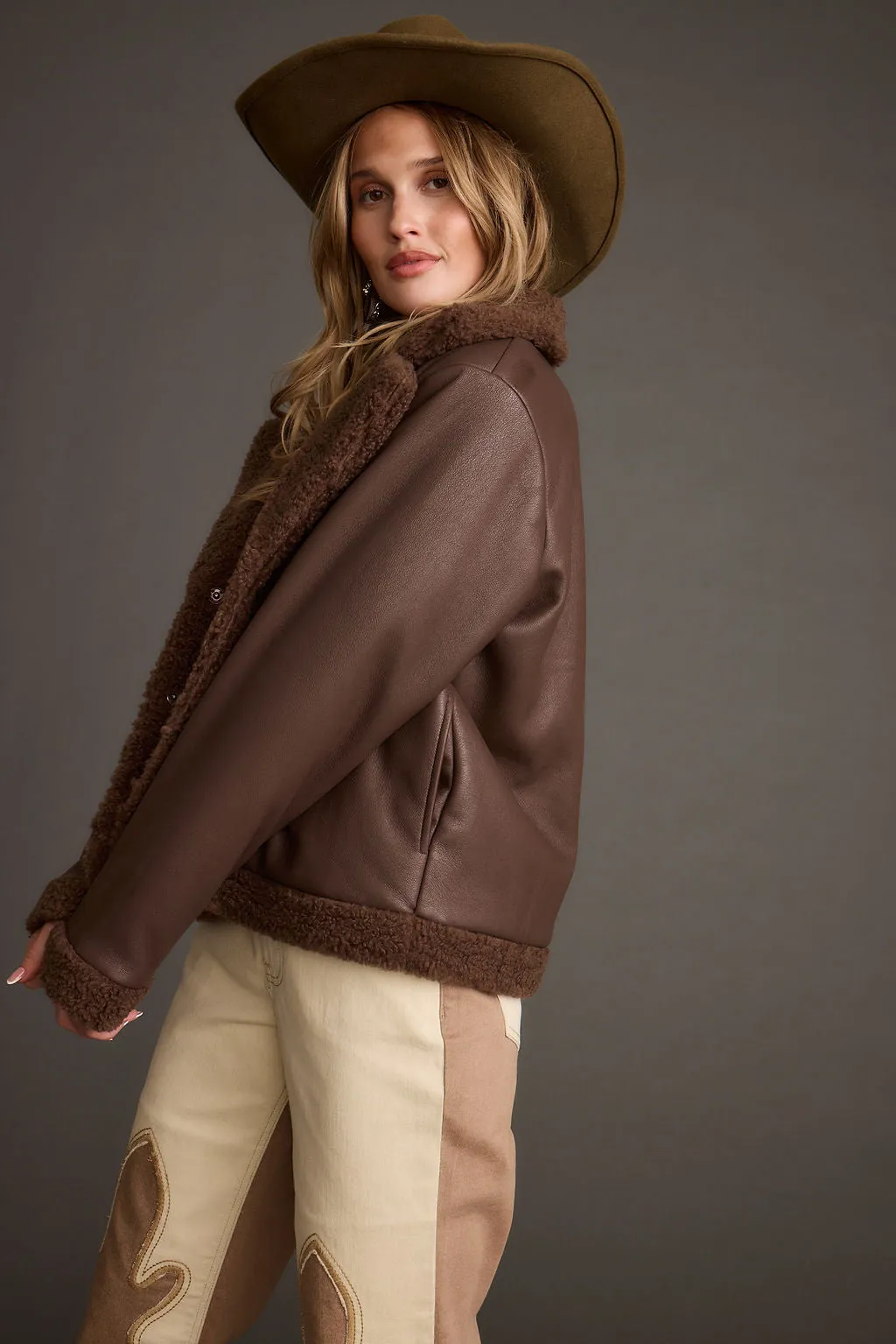 Sporty Style BreathableMaterial Great Falls Brown Sherpa Coat