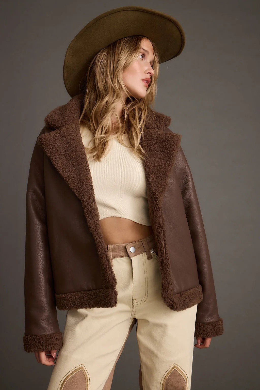Great Falls Brown Sherpa Coat HighStretchElastic Friction Resistant Finish