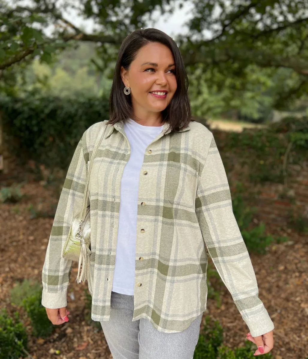 Lightweight Construction Green Check Soft Jersey Shirt
