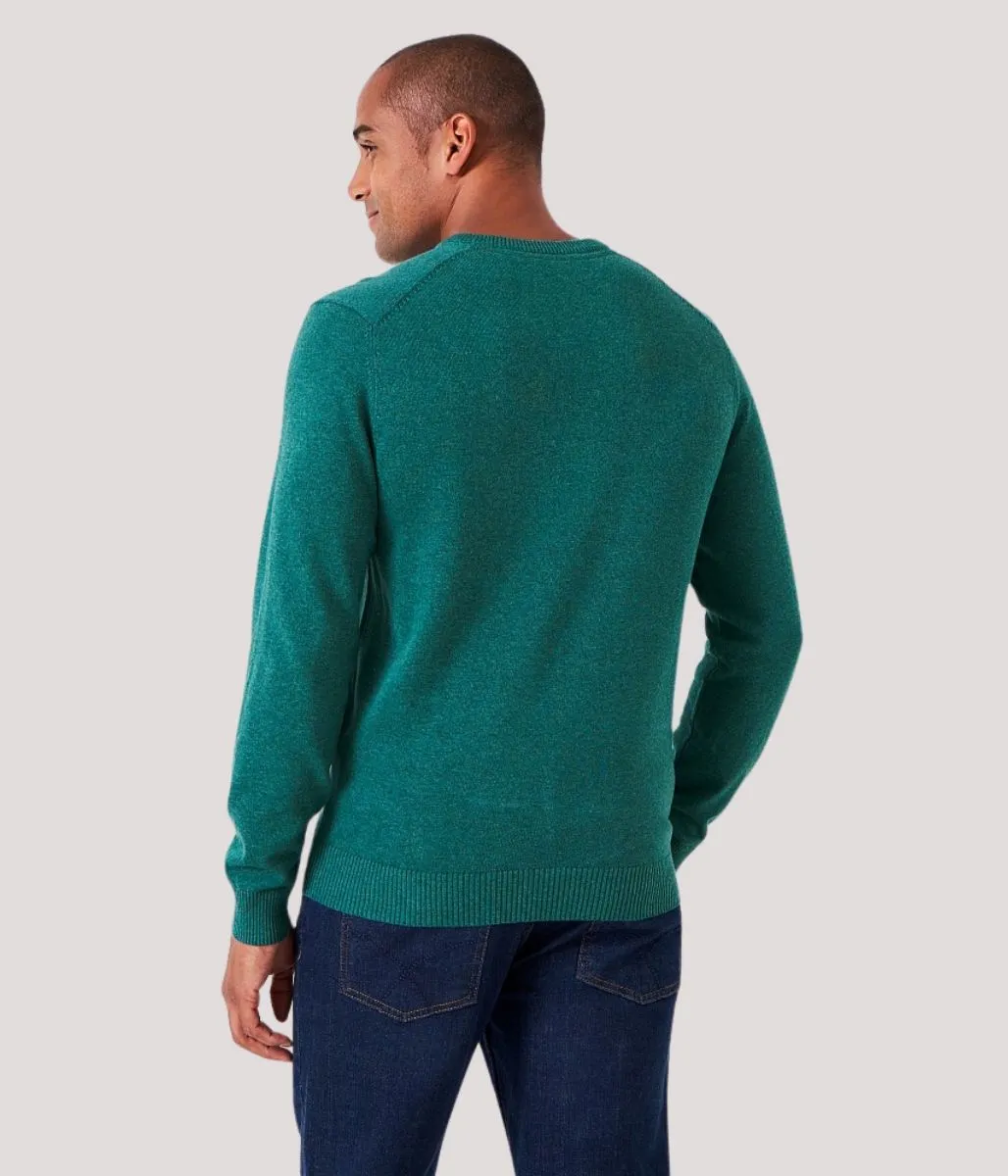 Sleek Performance Layering Style Green Mens Cotton Logo Jumper