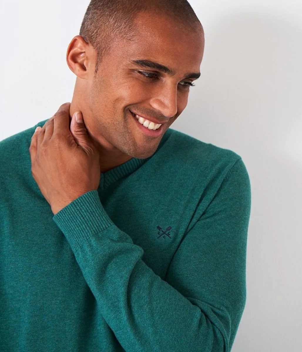 Green Mens Cotton Logo Jumper Winter Must-Have Wear