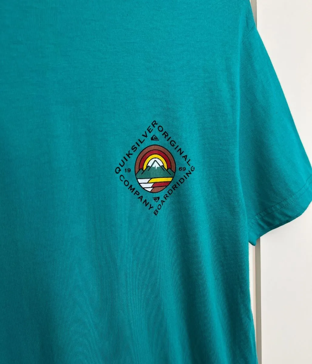 Green Scenic View Quiksilver Printed Short Sleeve Tee Hygienic Finish Reflective accents
