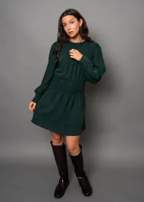 GREEN SHIRRED MINI DRESS Evening Look