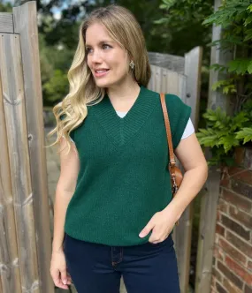 Knit texture Perfect Knitwear Green V Neck Knitted Sleeveless Jumper