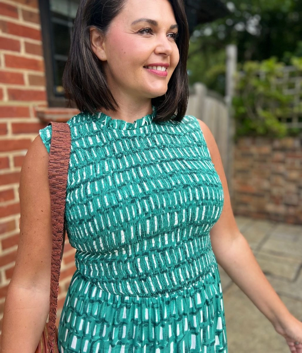 Trendy Piece Green Heidi Shirred Bodice Midi Dress