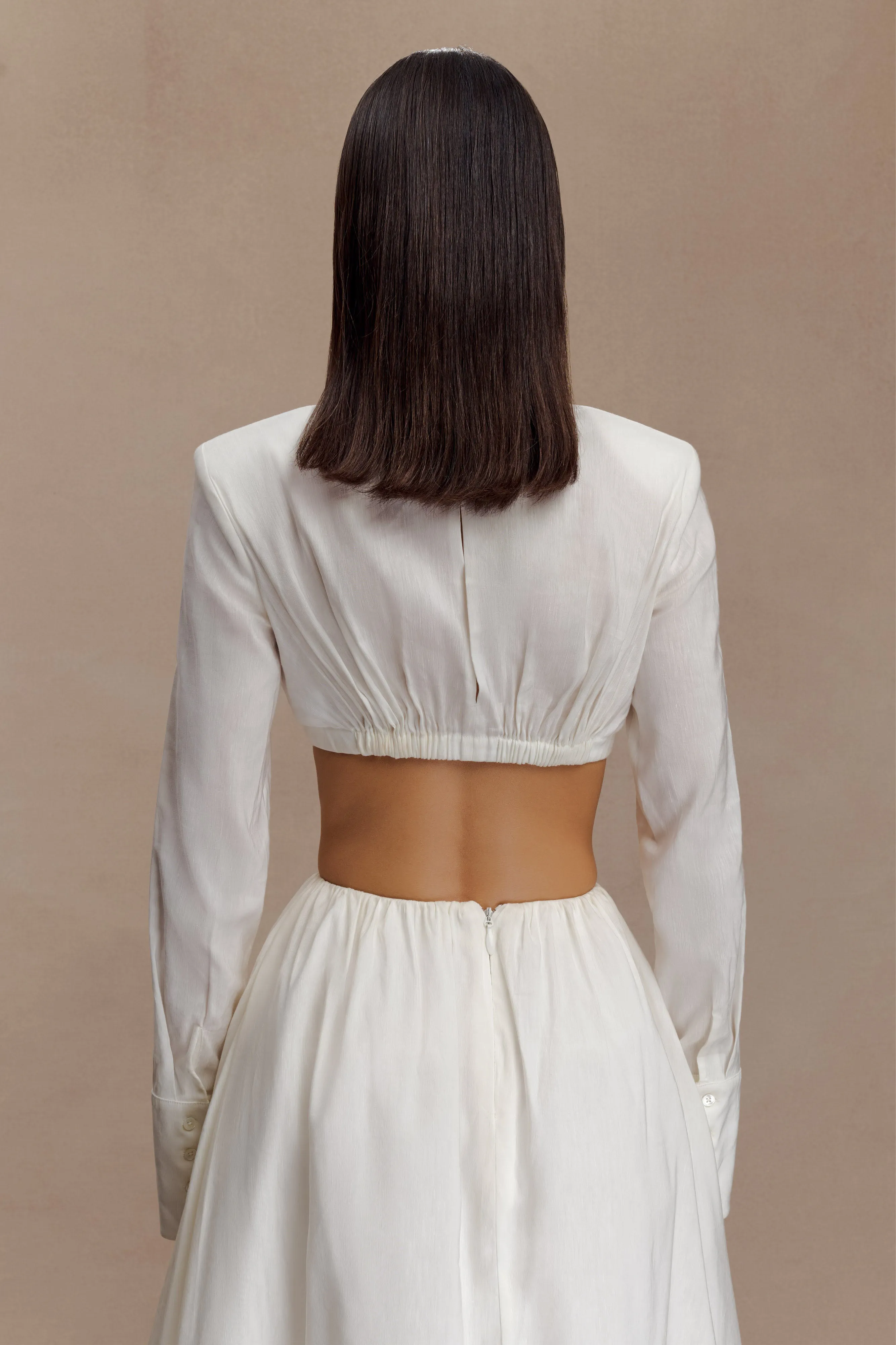Greta Shirt Bra - White Circular Knit Technique