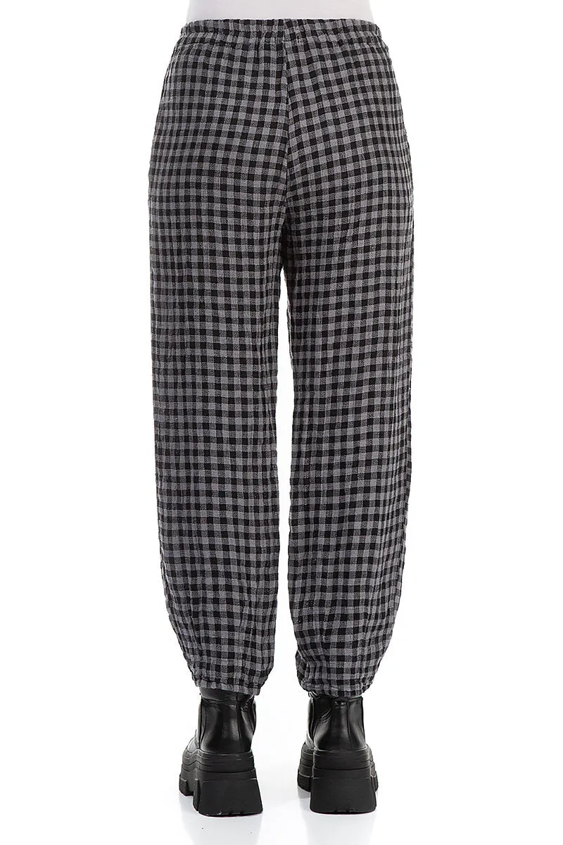 Comfortable Fit Look Perfect Comfort Grey Check Linen Pencil Trousers