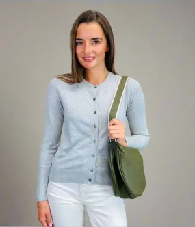 Casual Cozy Layered Comfort Grey Classic Round Neck Cardigan
