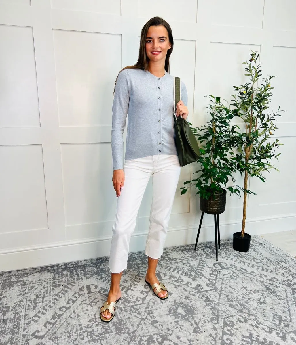 Comfy Layering Grey Classic Round Neck Cardigan