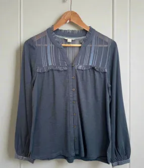 Grey Contrast Jersey Blouse LowBulkFabric BreathableMesh