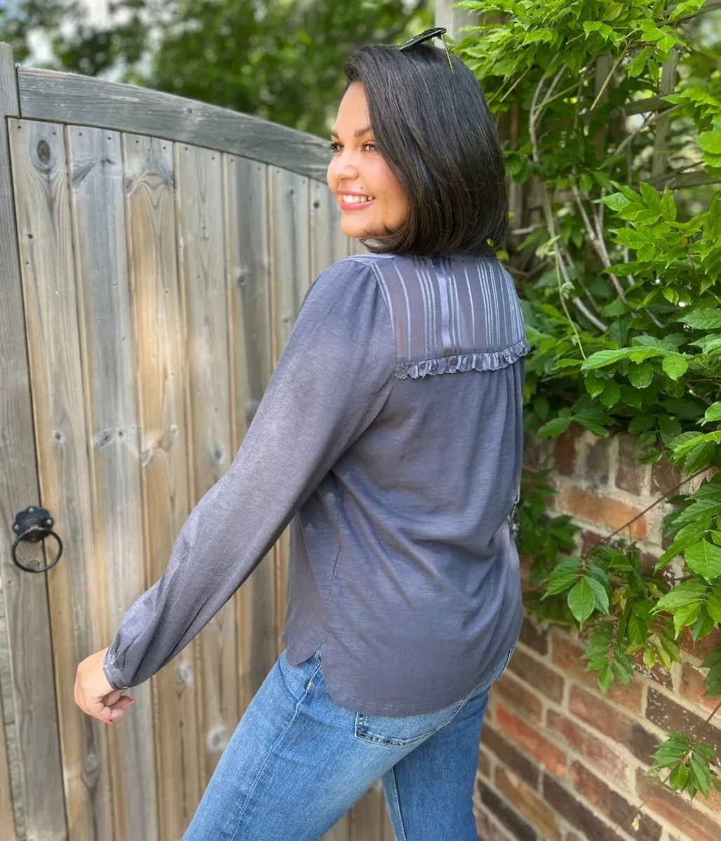 AllSeasonWear Relaxed Blouse Grey Contrast Jersey Blouse