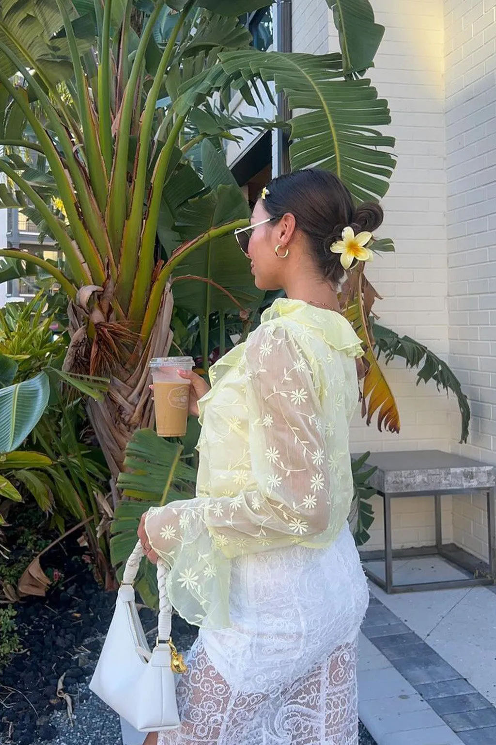 Guilliana Yellow Ruffle Blouse AdjustableClosure