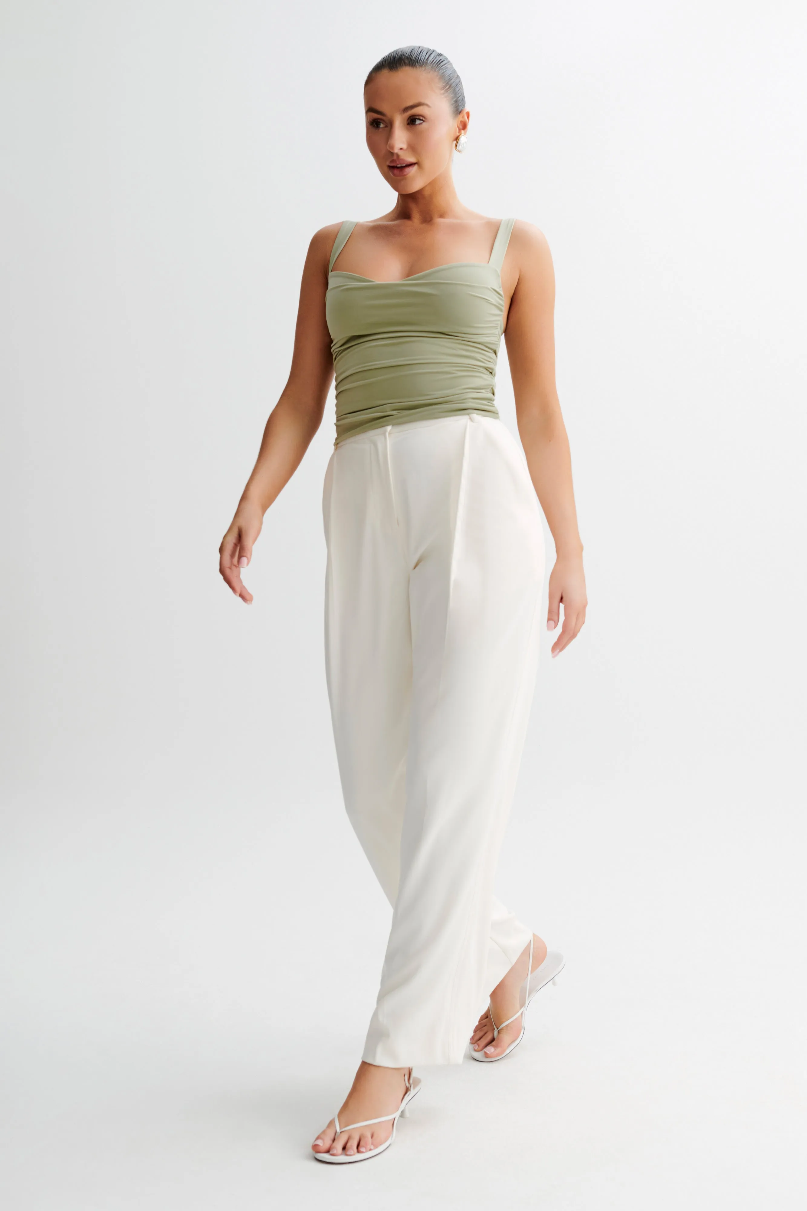 Thermal Insulation Hailey Slinky Long Line Sweetheart Top - Sage