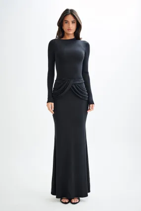 Day Love Halcyon Long Sleeve Slinky Maxi Dress - Black