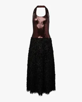 Perfect Shape Piped-Edge Halter Midi Dress