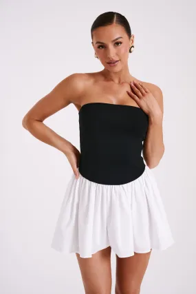 Fresh Glow Hannah Knit And Linen Mini Dress - Black/White