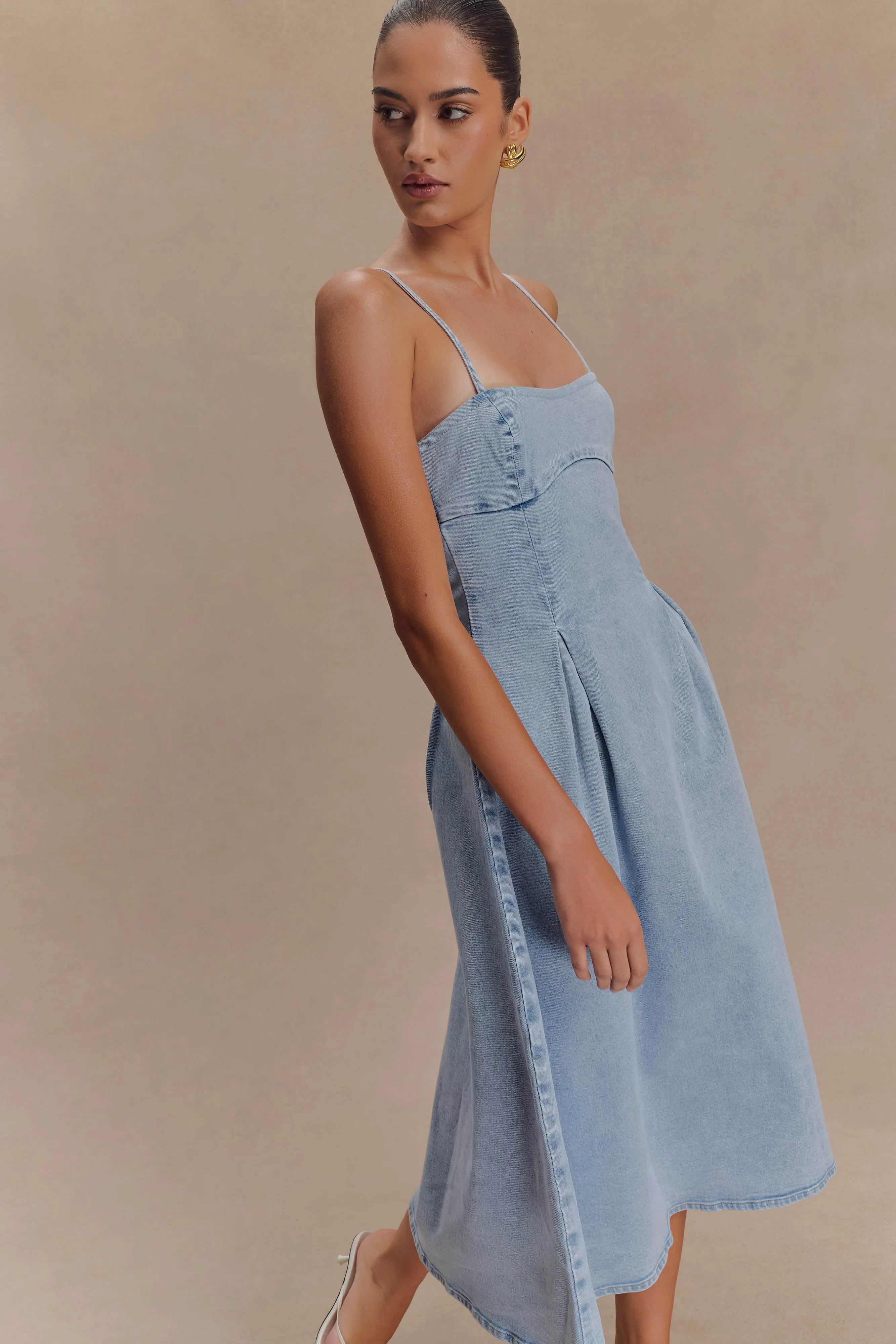 Harlyn Denim Midi Dress - Light Blue Soft Fashion