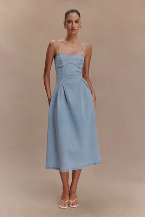 Date Ready Harlyn Denim Midi Dress - Light Blue