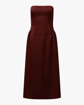 Corset Column Midi Dress Red-Carpet Cap-Sleeve
