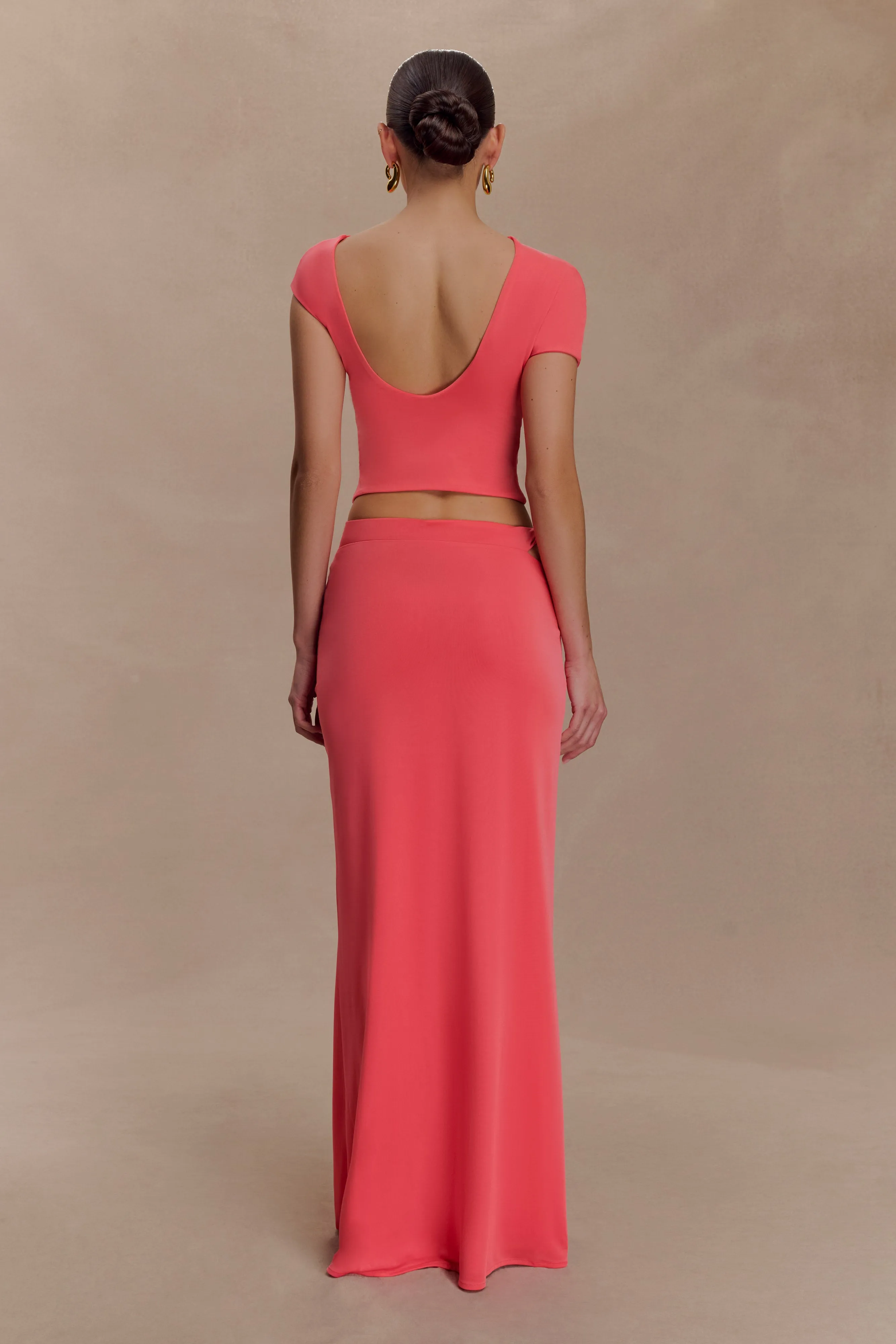 All Day Fit Clean Lines Haven Slinky Twist Midi Skirt - Coral