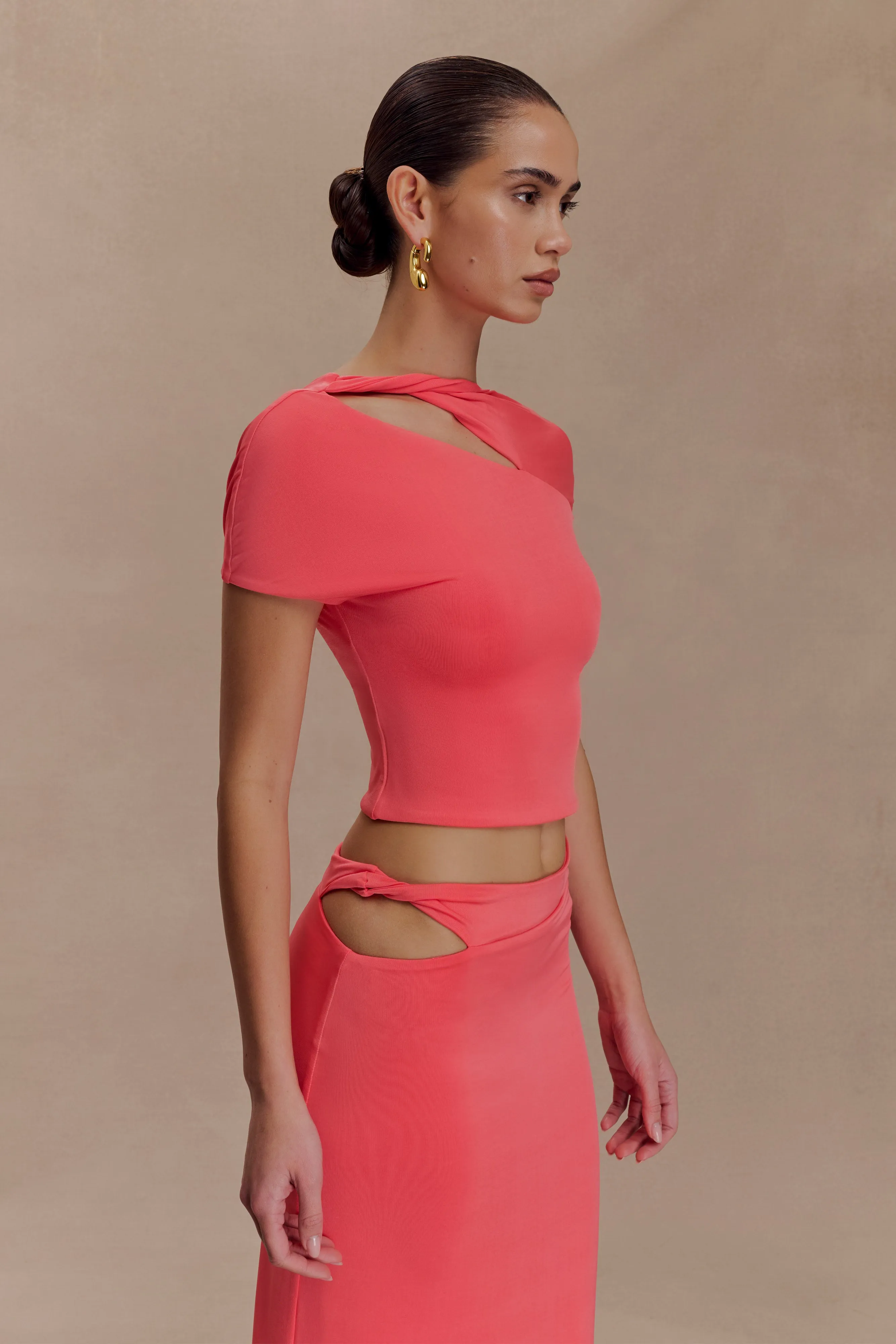 EcoCertified Sun Protection Fabric Haven Slinky Twist Top - Coral