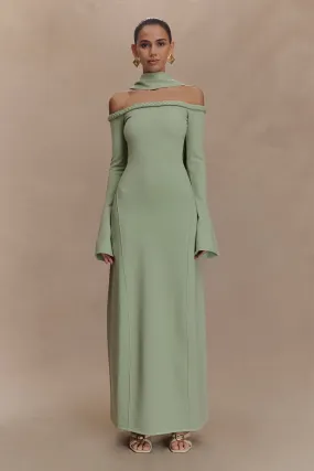 Shore Time Heidi Strapless Knit Scarf Maxi Dress - Pastel Green