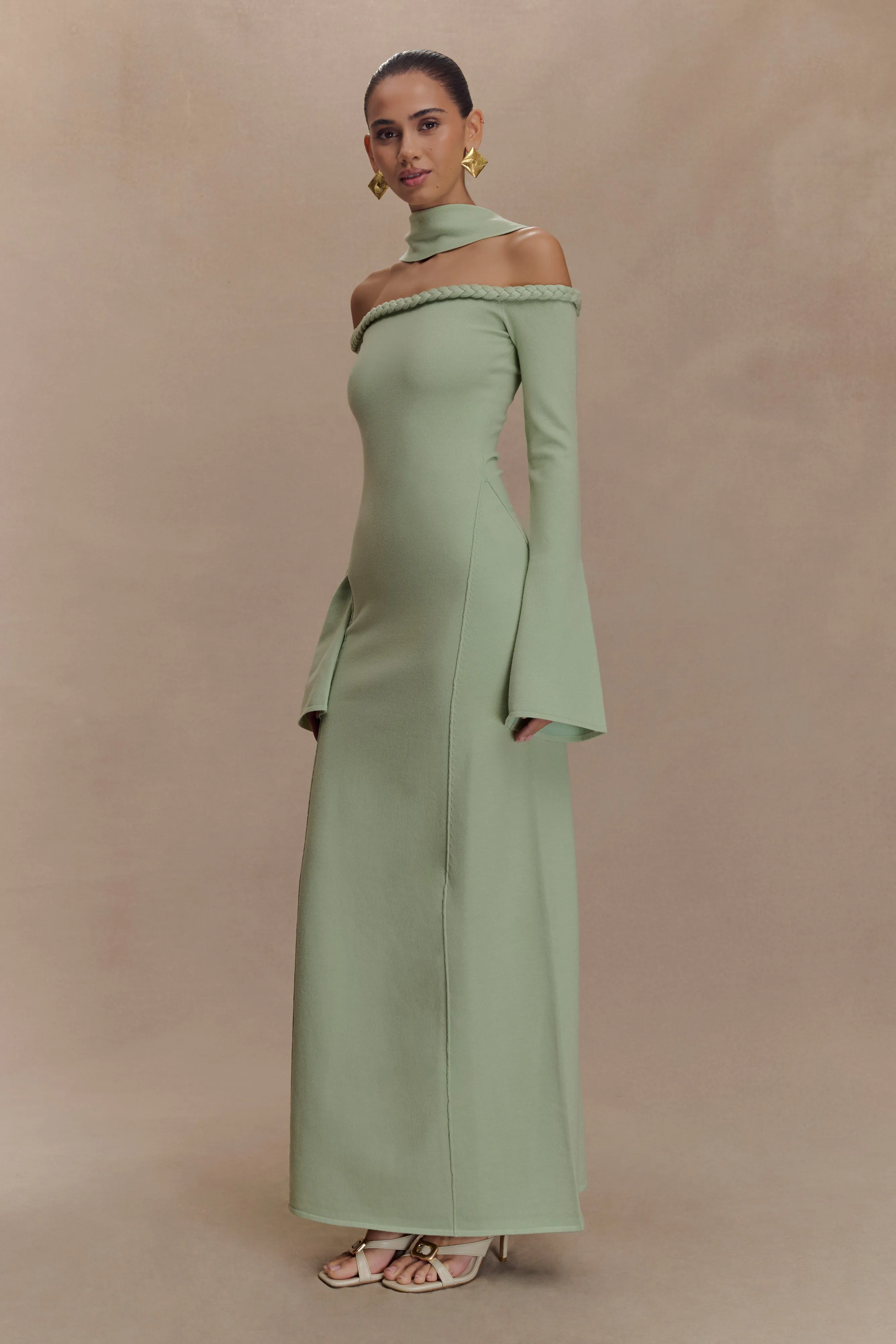 Lightweight Piece Heidi Strapless Knit Scarf Maxi Dress - Pastel Green