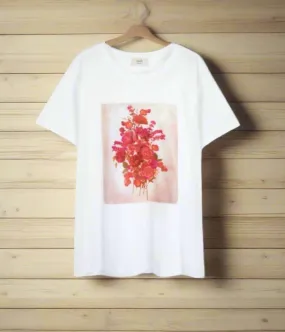 White Bouquet Print T Shirt Luxury Mood
