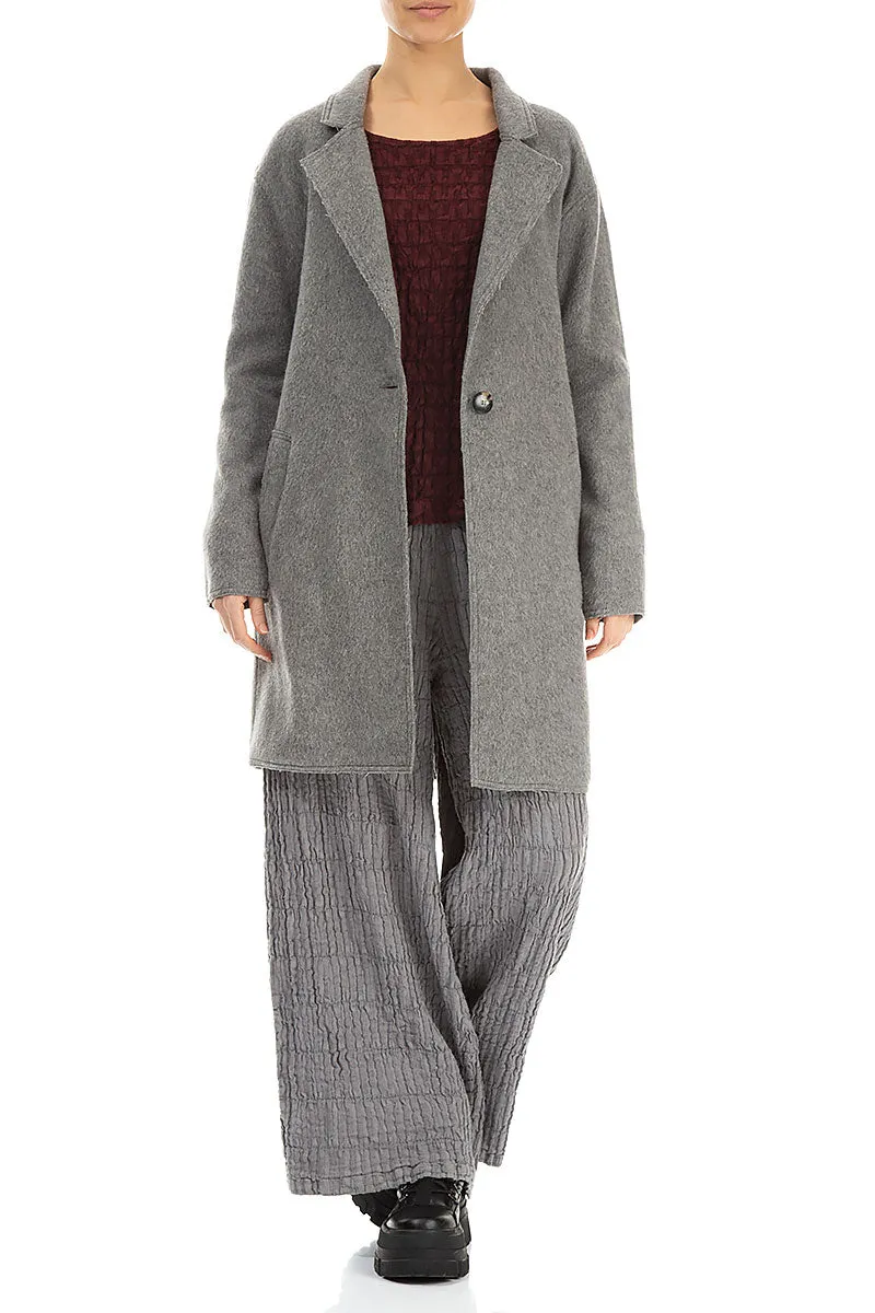 Affordable Fashion Versatile Design Single Button Grey Wool Coat