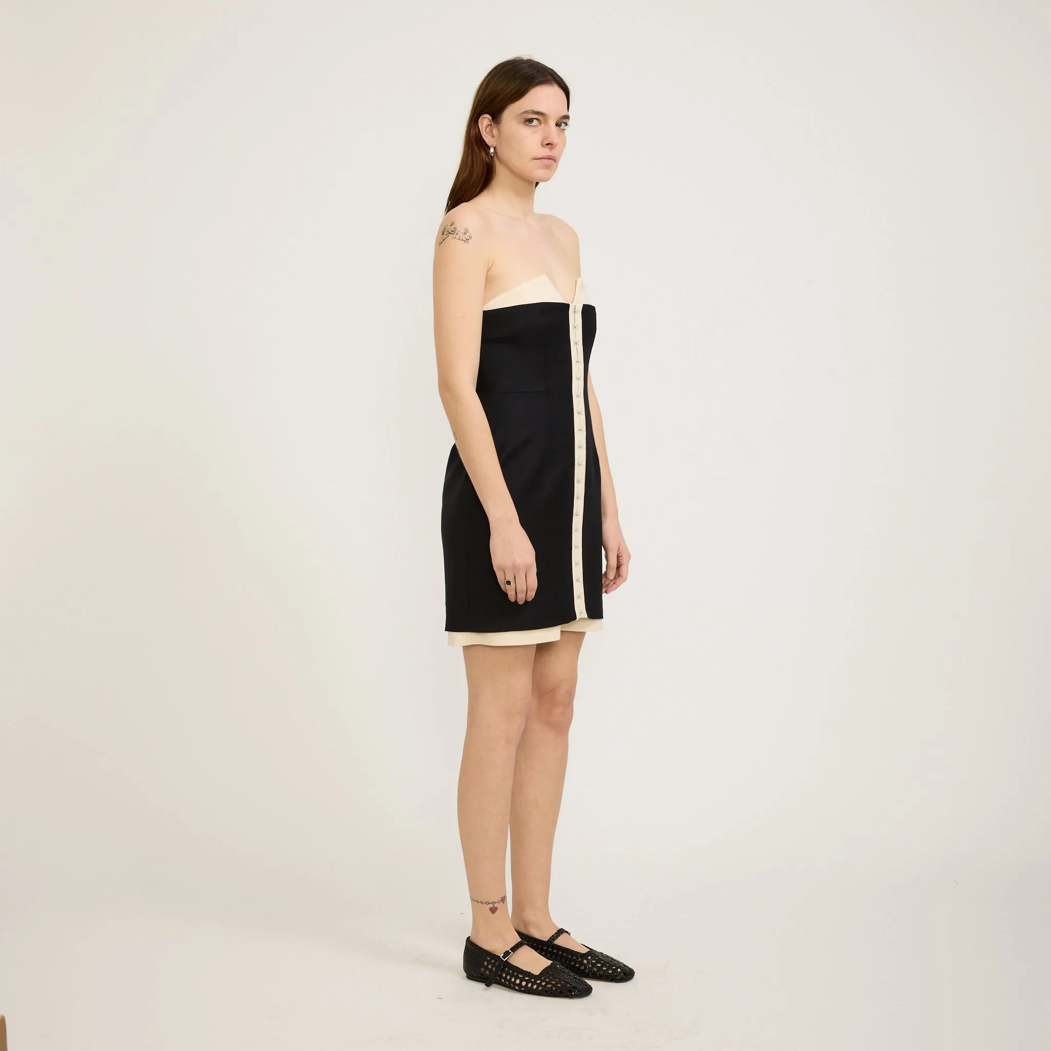 Olivia Mini Dress Ivory/Black Soft Harmony