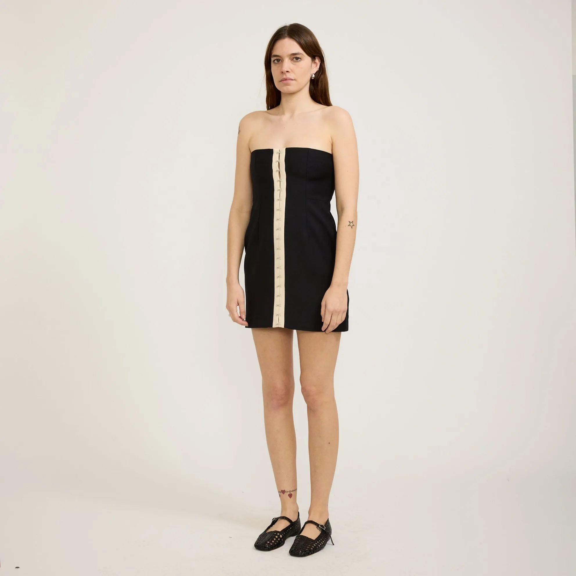 Olivia Mini Dress Ivory/Black Abrasion-resistant