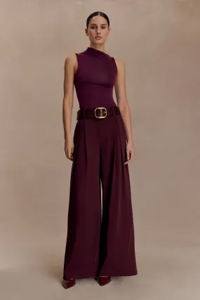 Hadleigh Sleeveless Slinky Top - Burgundy Water resistant coating V-neck Shirt