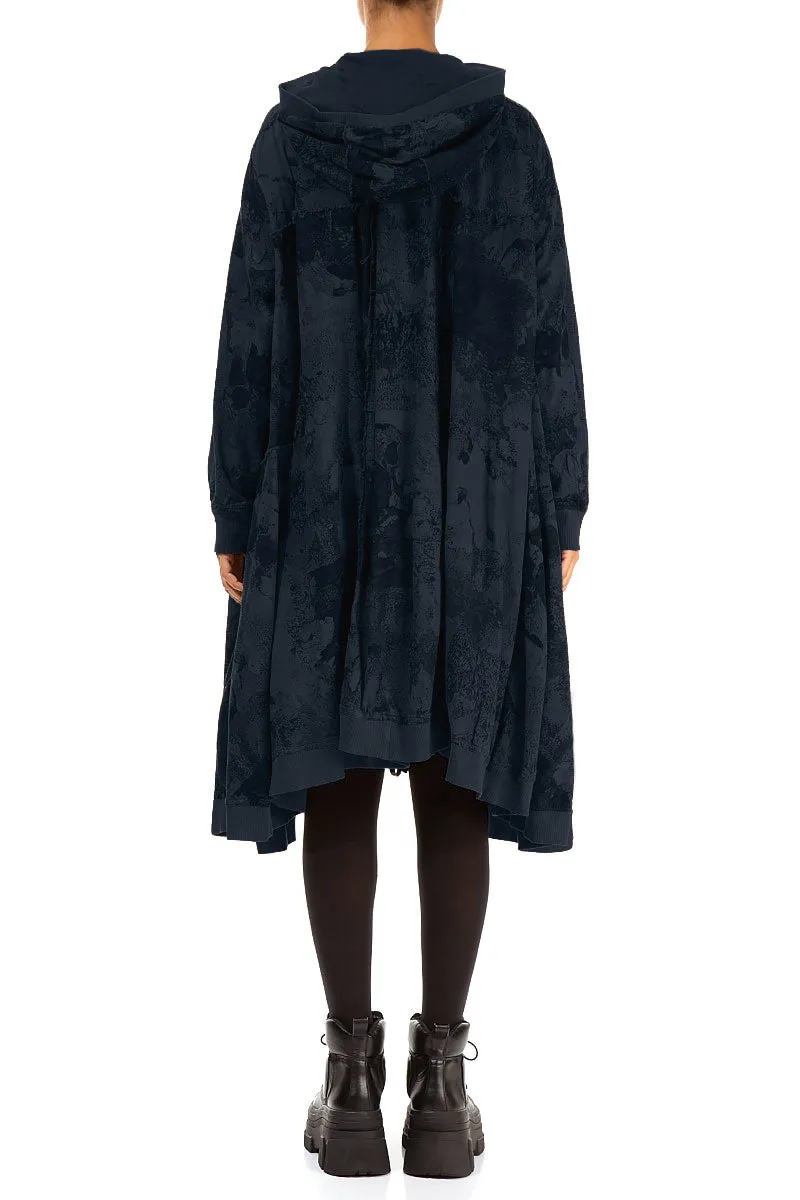 Oversized Midnight Blue Alabaster Cotton Swing Coat Durable Design