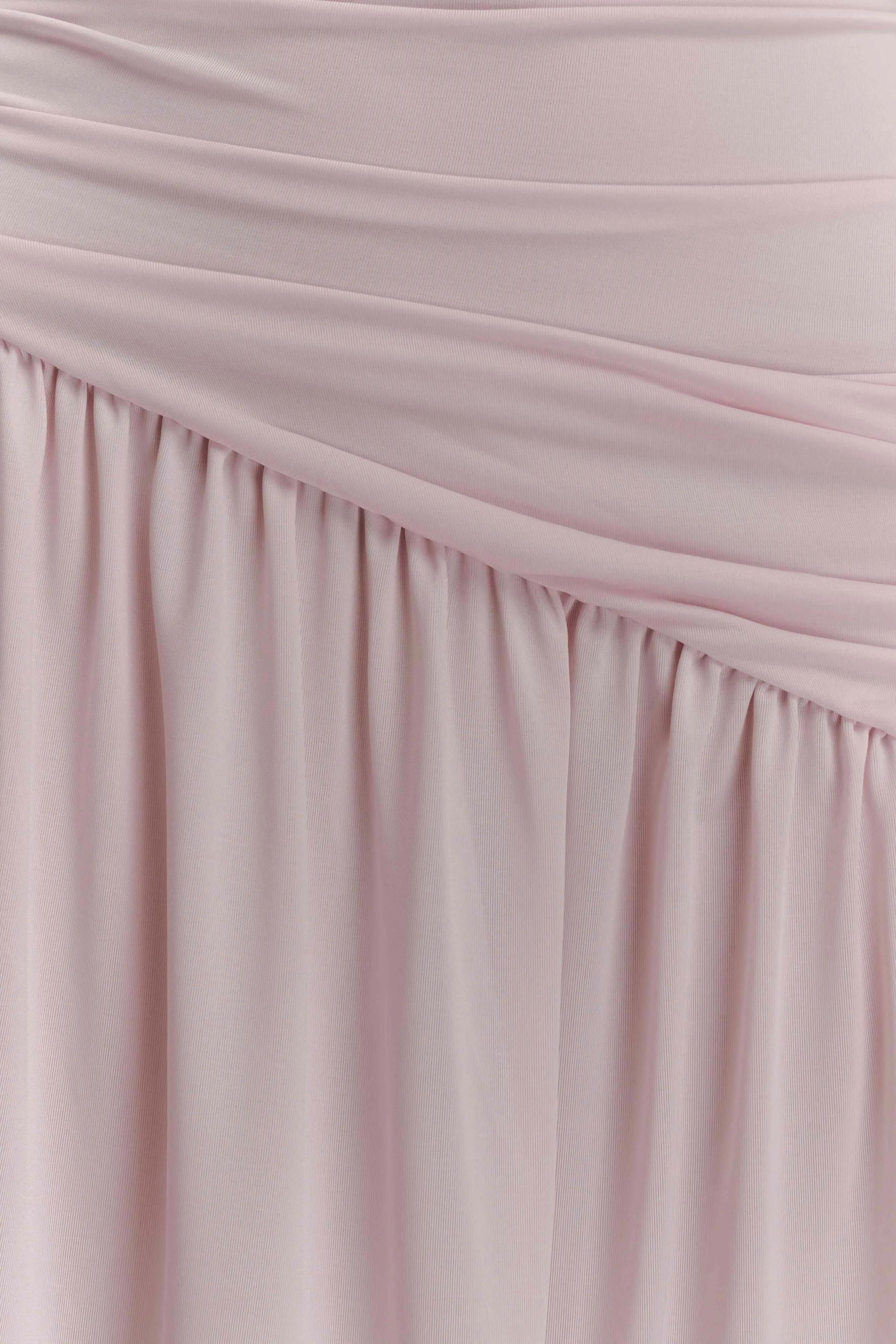 Bex Strapless Slinky Maxi Dress With Split - Pale Pink Artistic Shape Smart Edge