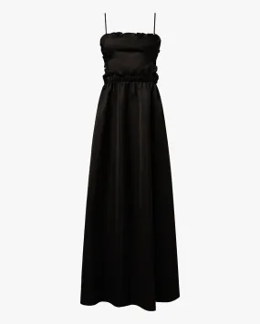Chic Layering Relaxed-fit gown Ruffle Bib Maxi Dress