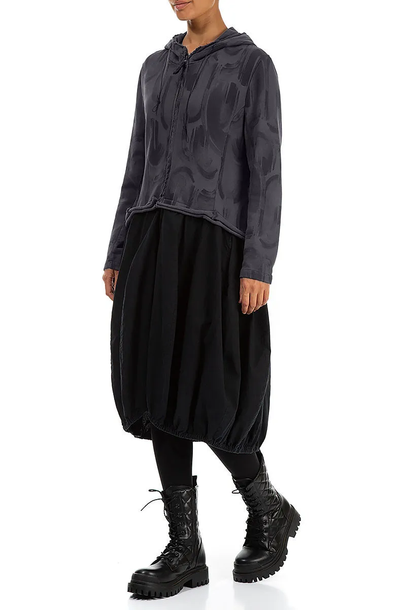Ergonomic Shoulder Design Teflon Coated Hooded Graphite Paintwave Cotton Jacket Dress