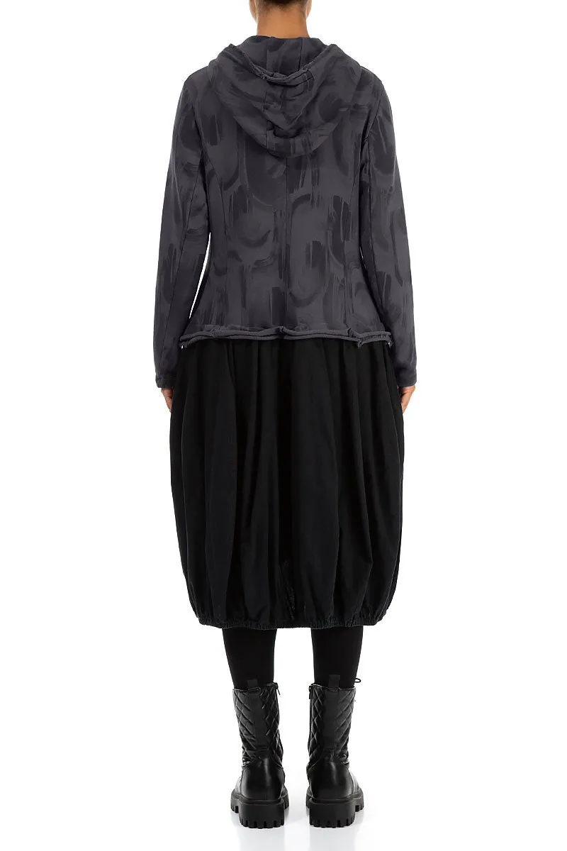 MeshLinedVents Hypoallergenic Lining Hooded Graphite Paintwave Cotton Jacket Dress
