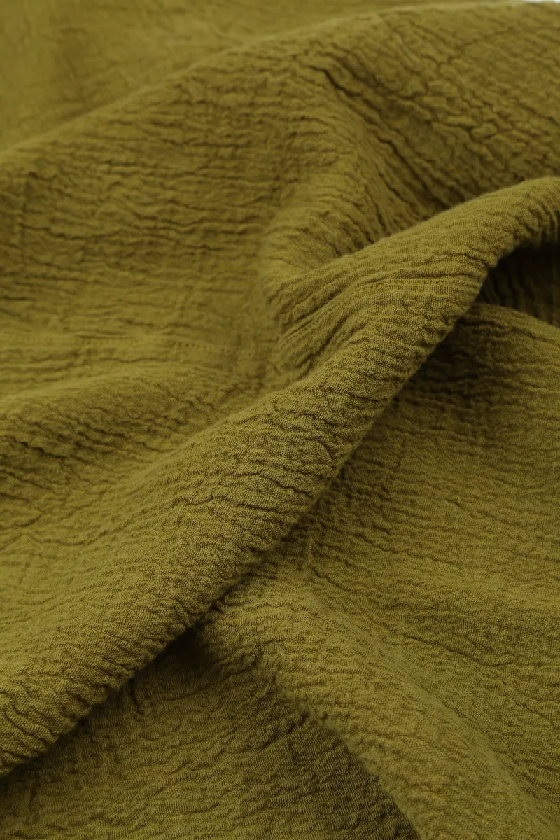 Reused Cloth Light Activated Cooling Hooded Oversized Golden Lime Linen Viscose Jacket