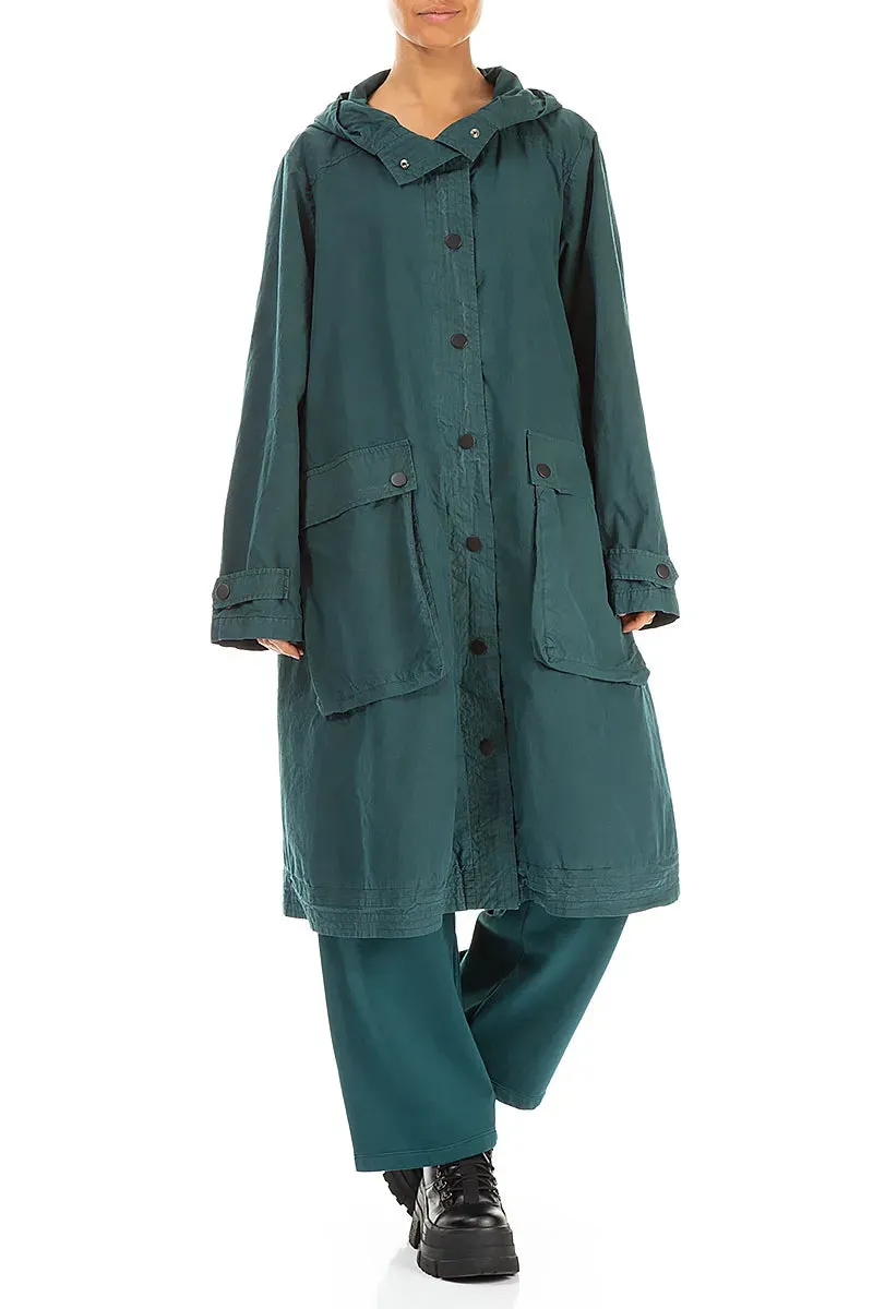 Hooded Peacock Cotton Coat Windproof Thermal Shell Two Tone Design