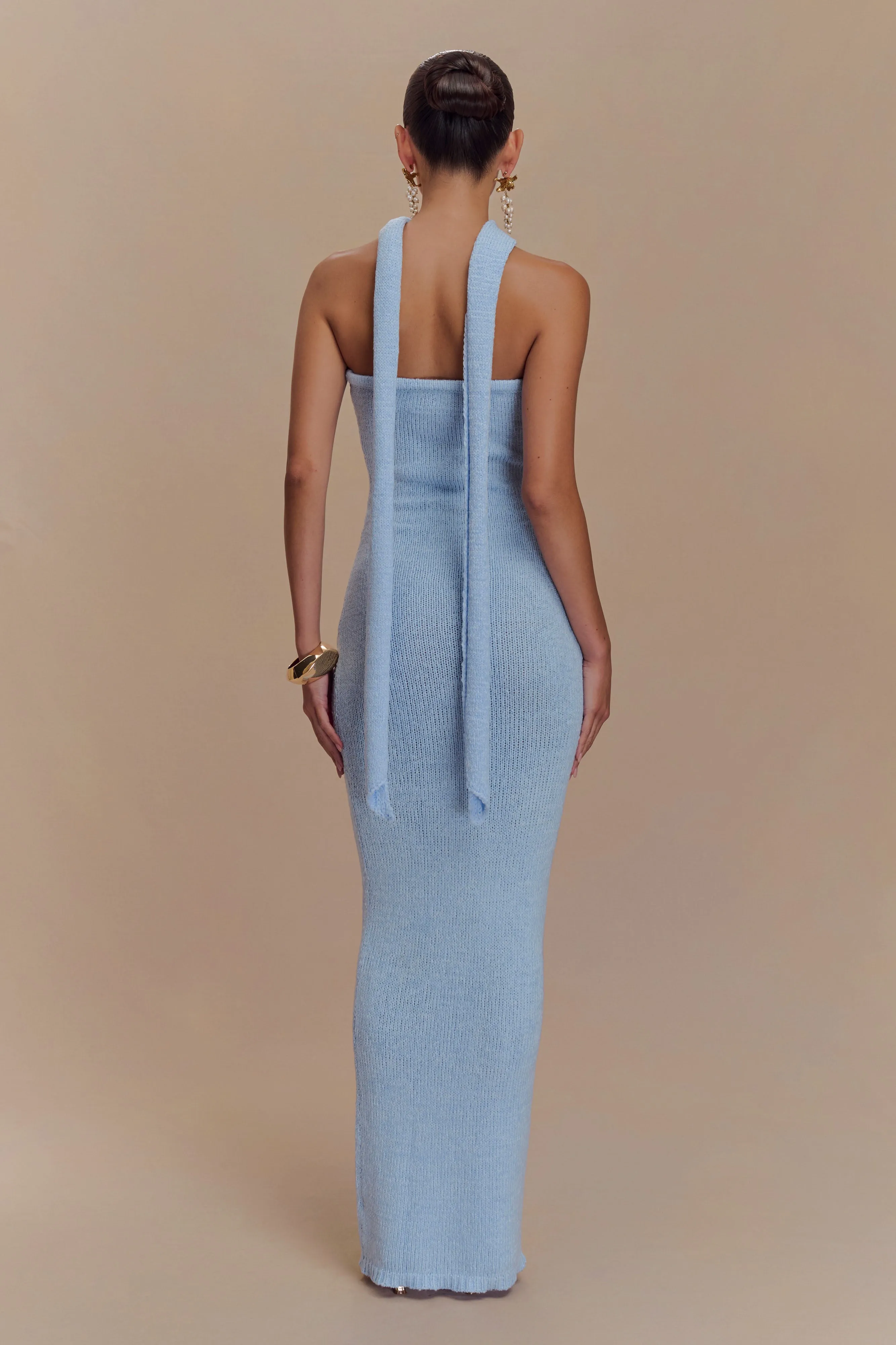 Sophisticated Comfort Andrea Strapless Knit Maxi Dress - Light Blue