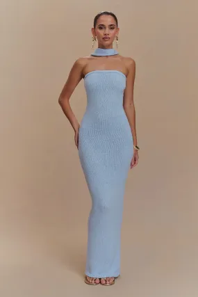 Layering Comfort Family Warm Andrea Strapless Knit Maxi Dress - Light Blue