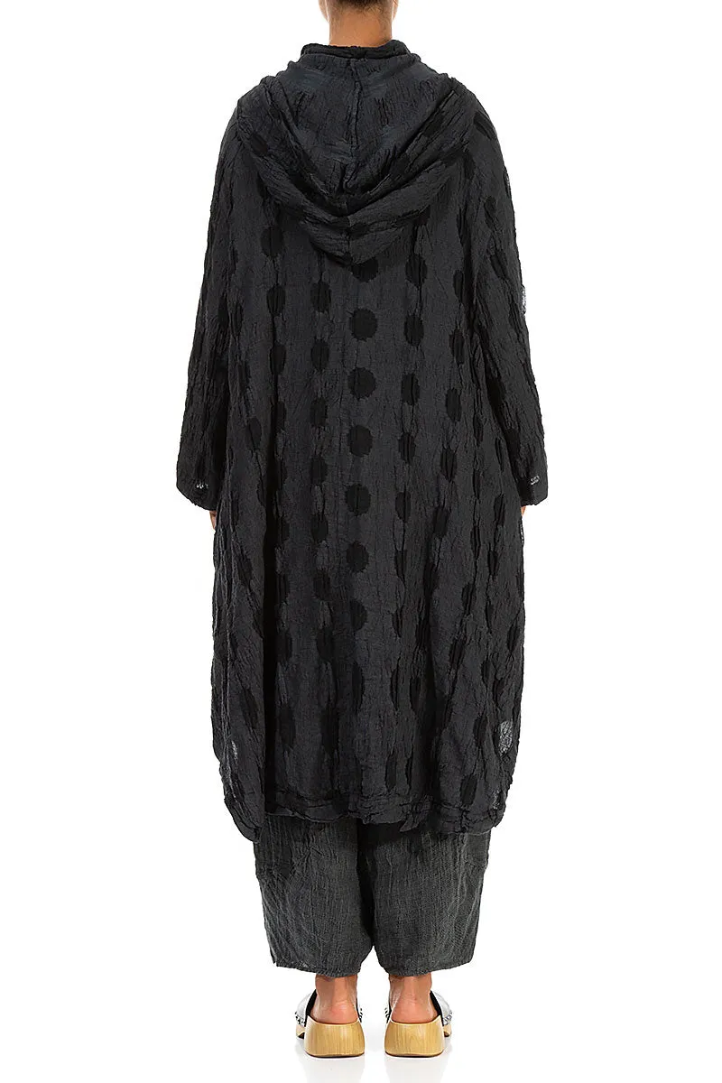 Packable design Hooded Textured Bubbles Graphite Linen Jacket
