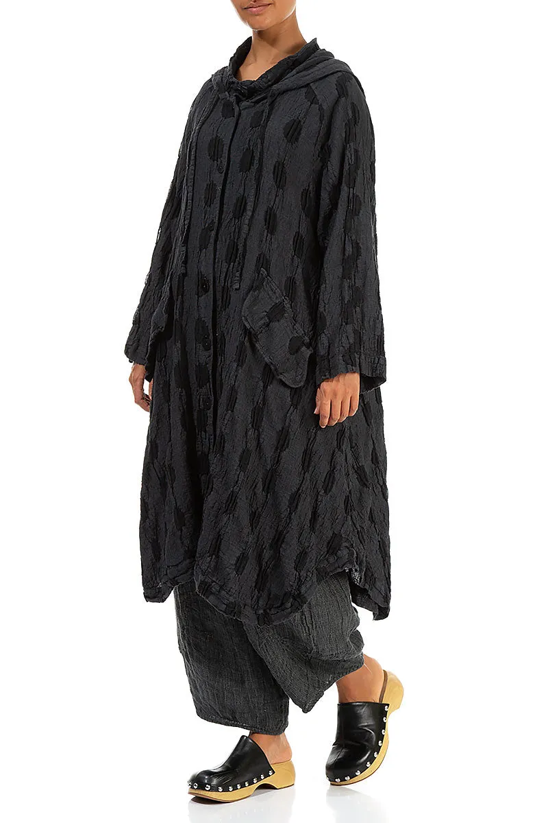 Hooded Textured Bubbles Graphite Linen Jacket OdorControlTreatment