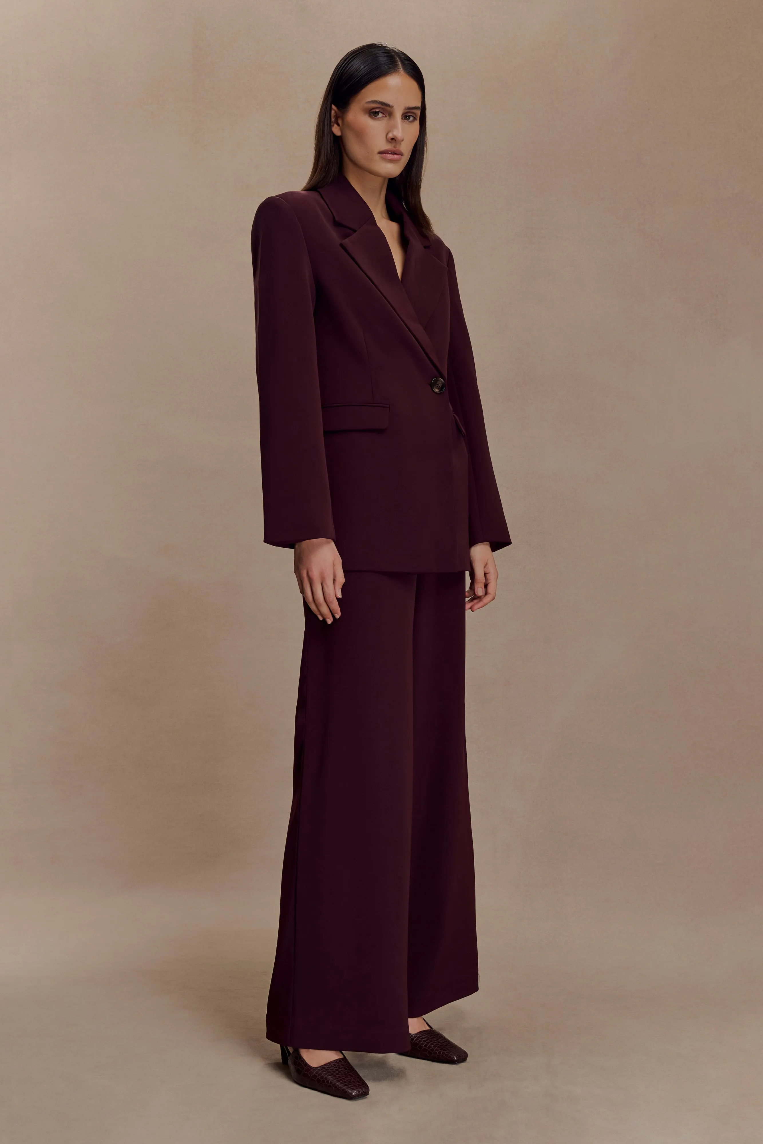 Mateo Oversized Blazer - Mahogany Bonded Collars