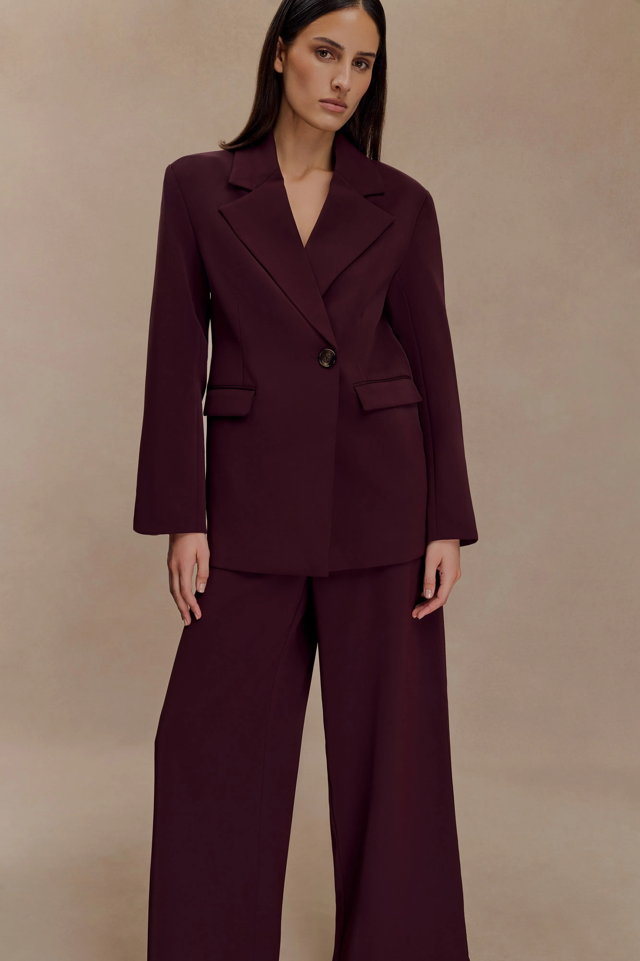 Mateo Oversized Blazer - Mahogany QuickAccess Pockets elastic waistband