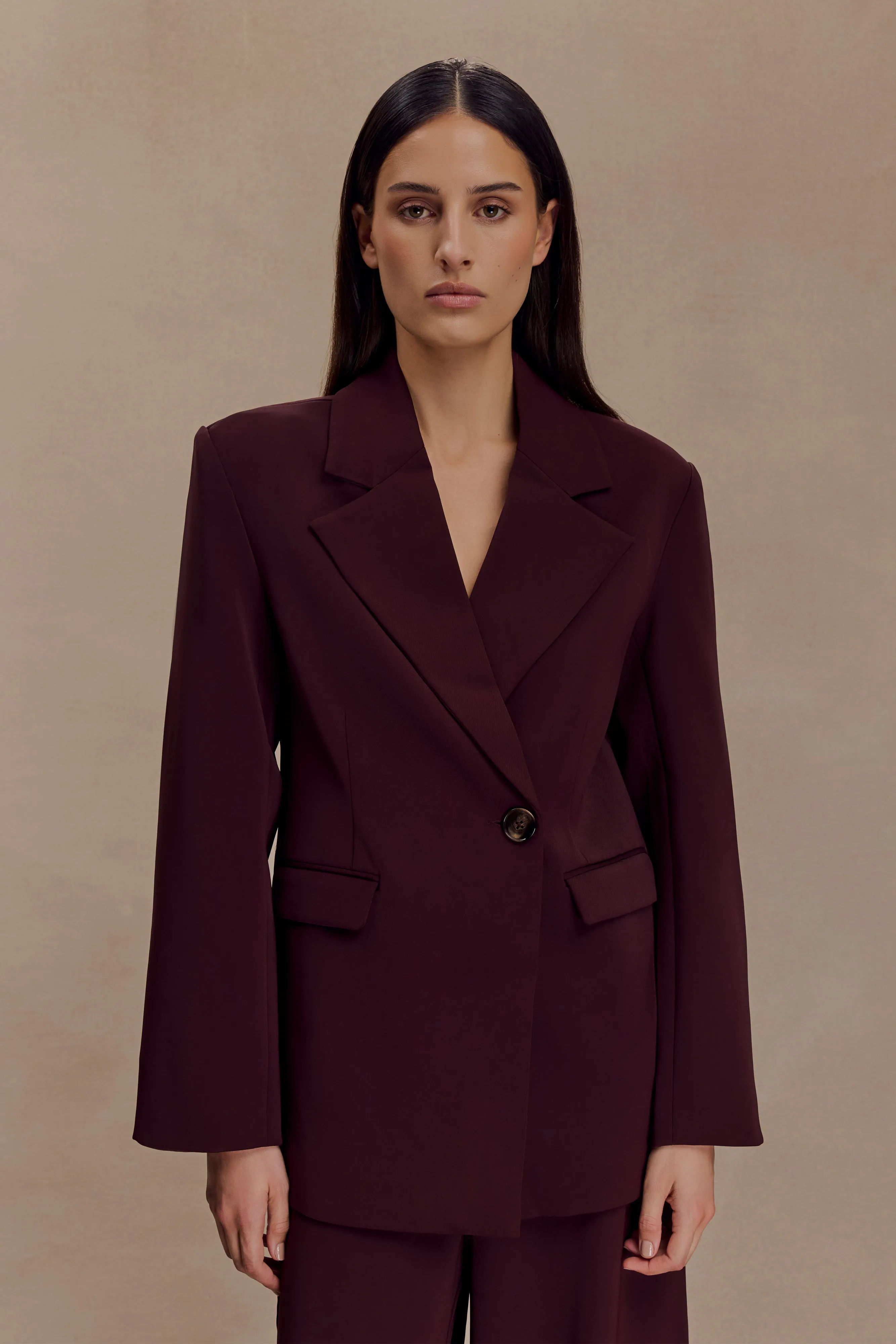 Mateo Oversized Blazer - Mahogany Travel Light Fit Crisp Weather Fit