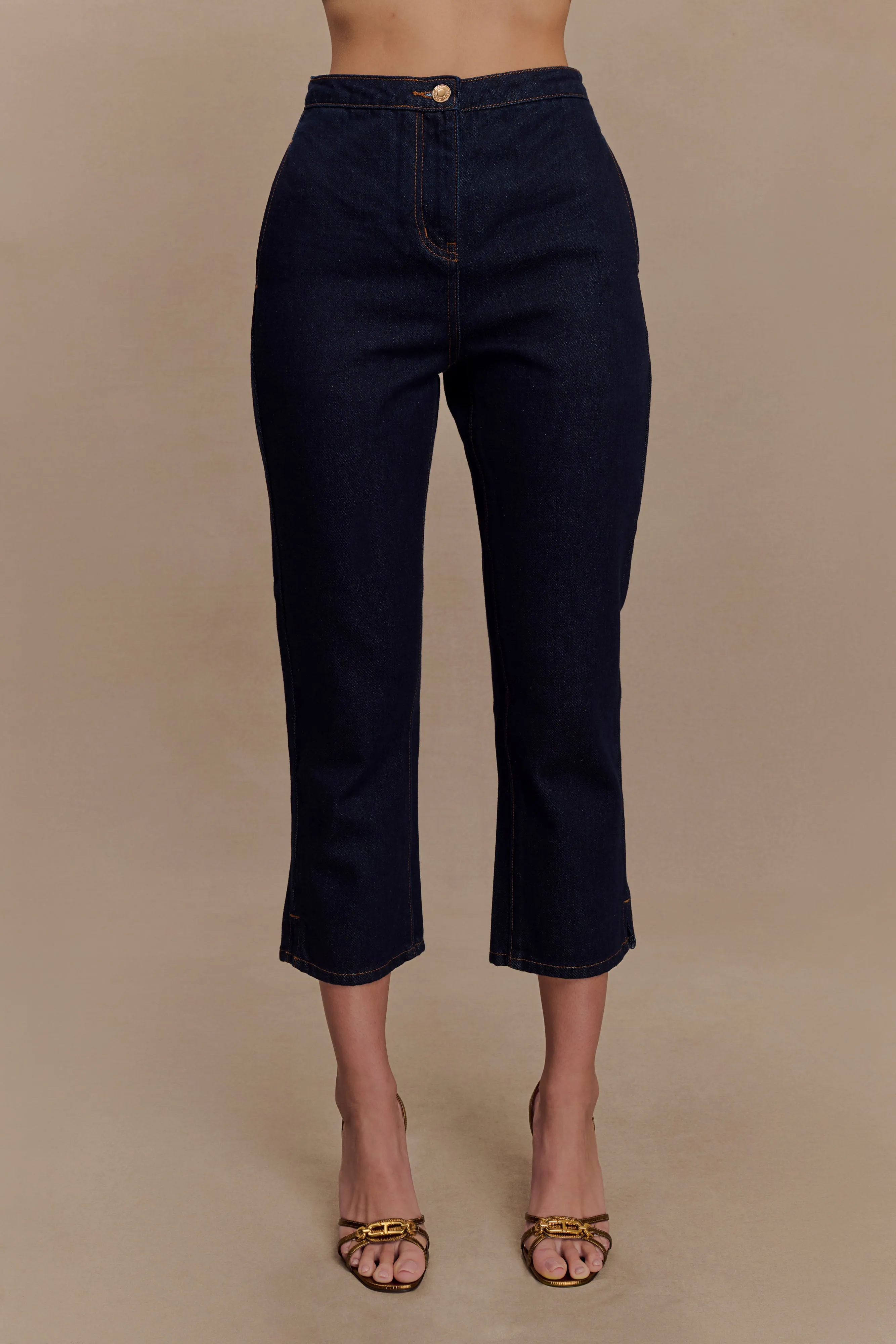 Seamless Design Active Performance Hudson Denim Capri Pants - Indigo Blue