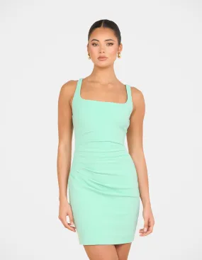 Huxland Square Neck Mini Dress Smooth Line Neutral Finish