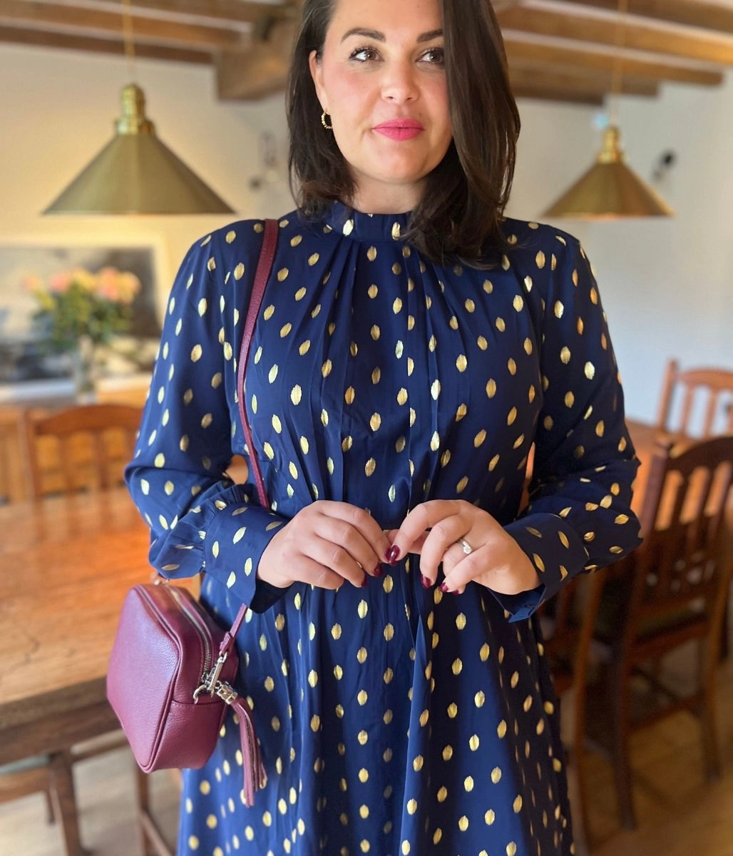 Casual Essential Olivia Navy Foil Print Dress